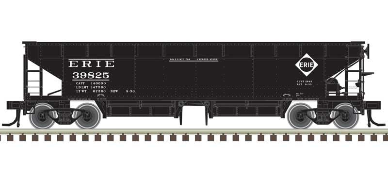Atlas HO 70-Ton Hart Ballast Car - Ready to Run - Master(R) -- Erie 39837 (black, white)