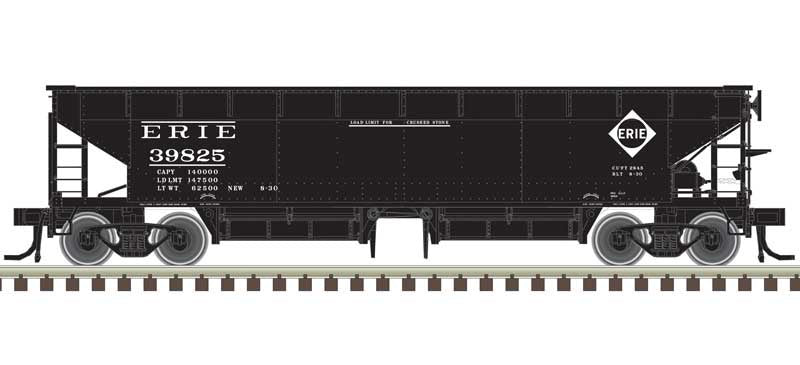 Atlas HO 70-Ton Hart Ballast Car 3-Pack - Ready to Run - Master(R) -- Erie 39842, 39850, 39854 (black, white)
