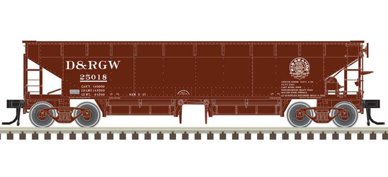 Atlas HO 70-Ton Hart Ballast Car 3-Pack - Ready to Run - Master(R) -- Denver & Rio Grande Western 25042, 25057, 25063 (Boxcar Red, white)