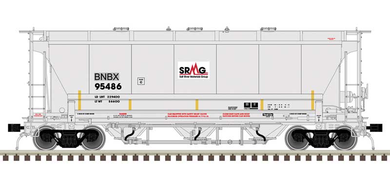Trinity 3230 3-Bay Covered Hopper - Ready to Run - Master(R) Plus -- Greenbrier Management Services BNBX 95475 (gray, black, red)