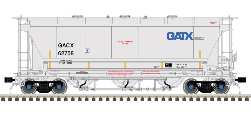 Trinity 3230 3-Bay Covered Hopper - Ready to Run - Master(R) Plus -- General American GACX 62766 (gray, black, blue)
