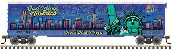 Atlas Postwar 50' Single-Door Boxcar - Ready to Run -- Independence Day 2022 (Full-Color Graphics) - ATL20006877