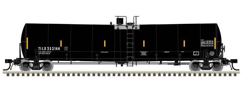 Atlas HO Trinity 25,500-Gallon Tank Car - Ready to Run - Master(R) -- Atlas HO Trinity Industries Leasing TILX #253127 (black, white, 2019 Repaint)