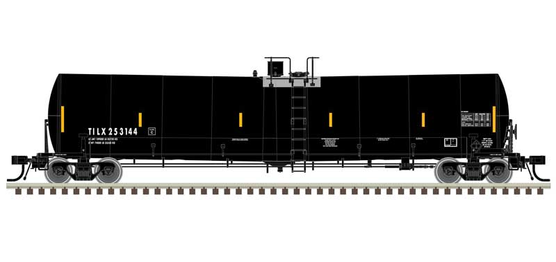 Atlas HO Trinity 25,500-Gallon Tank Car - Ready to Run - Master(R) -- Atlas HO Trinity Industries Leasing TILX #253144 (black, white, 2019 Repaint)
