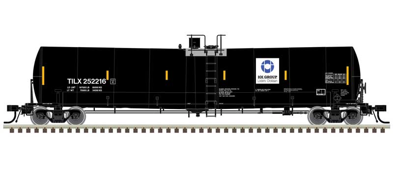 Atlas HO Trinity 25,500-Gallon Tank Car 3-Pack - Ready to Run - Master(R) -- IOI Group TILX #252234, 252244, 252249 (black, white, blue)