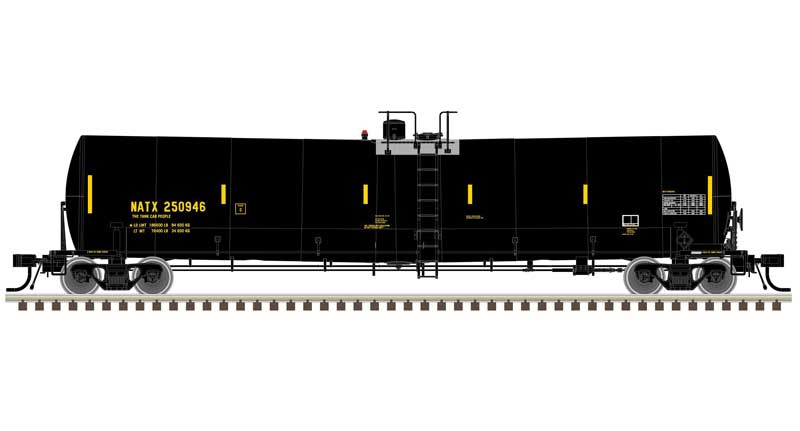 Atlas HO Trinity 25,500-Gallon Tank Car 3-Pack - Ready to Run - Master(R) -- NATX #250951, 250972, 250986 (black, yellow UTCK repaint)