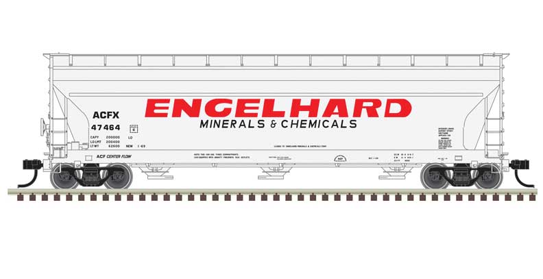 Atlas ACF 4650 Centerflow Covered Hopper Pre-1971 Version - Ready to Run - Master(R) -- Engelhard 47455 (gray, red) - ATL20006933