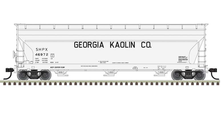Atlas ACF 4650 Centerflow Covered Hopper Pre-1971 Version - Ready to Run - Master(R) -- Georgia Kaolin 46965 (gray, black) - ATL20006936