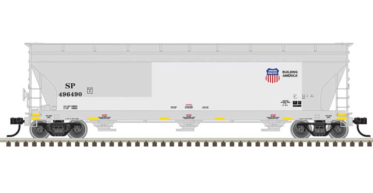 Atlas ACF 4650 Centerflow Covered Hopper Post-1971 Version - Ready to Run - Master(R -- Union Pacific 496490 (Ex-SP Patch, gray, black) - ATL20006945