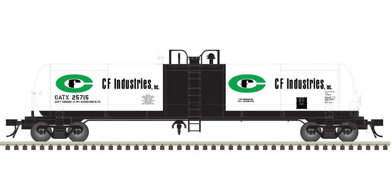 Atlas HO GATX 20,700-Gallon Tank Car - Ready to Run - Master(R) -- CF Industries GATX #25750 (white, black, green)