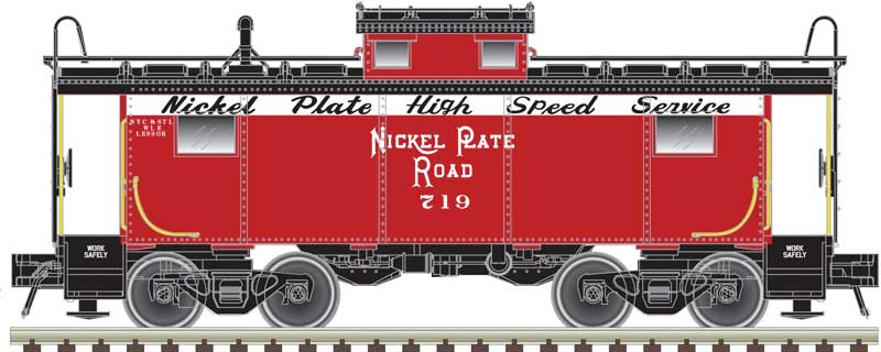 Atlas HO NE-6 Caboose - Ready to Run - Master(R) -- Nickel Plate Road #719 (red, white, black)