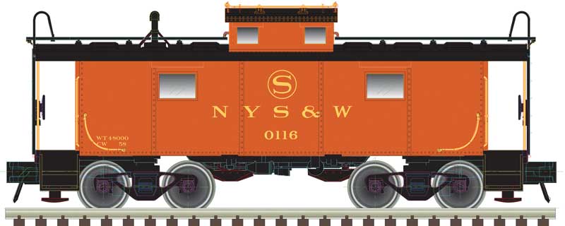 Atlas HO NE-6 Caboose - Ready to Run - Master(R) -- New York, Susquehanna & Western #116 (red, yellow)