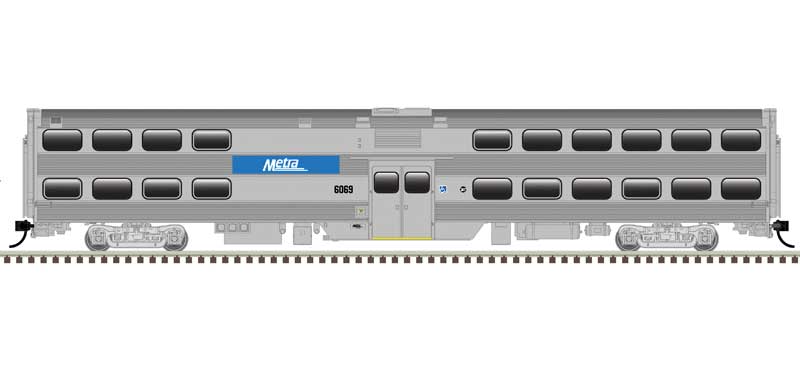Atlas HO Nippon Sharyo Type 6000 Bi-Level Commuter Coach - Ready to Run - Master(R) -- Metra #6003 (silver, blue, black)