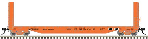 Atlas HO 51'6" Bulkhead Flatcar - Ready to Run - Master(R) -- North American Car Leasing NAFX #53202 (orange, black)