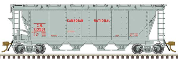 Atlas HO Slab-Side Covered Hopper - Ready to Run - Master(R) -- Canadian National #113427 (gray, red)