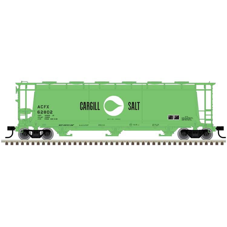 Atlas HO ACF 3-Bay Cylindrical Hopper - Ready to Run -- Cargill Salt #62810 (green, white)