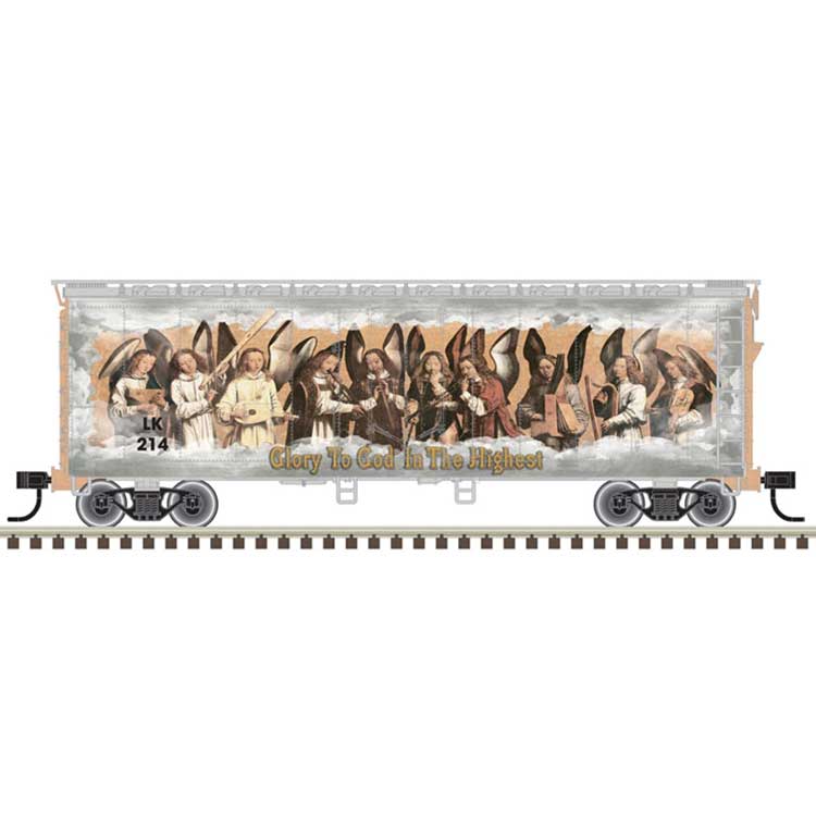 Atlas HO 40' Plug-Door Boxcar - Ready to Run -- 2023 Christmas Car #LK214 (gold theme)