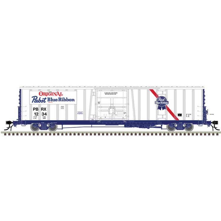Atlas HO Class BX-177 62' Beer Boxcar - Ready to Run -- Pabst blue Ribbon #301869 (white, blue, red)