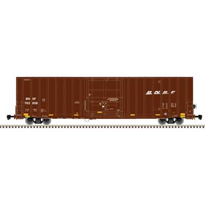Atlas HO Gunderson 7538 Plug-Door Boxcar - Ready to Run - Master(R) -- BNSF Railway #763017 (Boxcar Red, white, Wedge Logo)