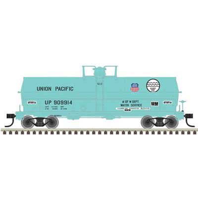 Atlas HO 11,000-Gallon Tank Car w/Platform - Ready to Run - Master(R) -- Union Pacific #909914 (MOW green, red, white, blue)