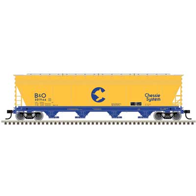 Atlas HO ACF 5250 Covered Hopper - Ready to Run - Master(R) Plus -- Chessie System B&O #601927 (yellow, blue)