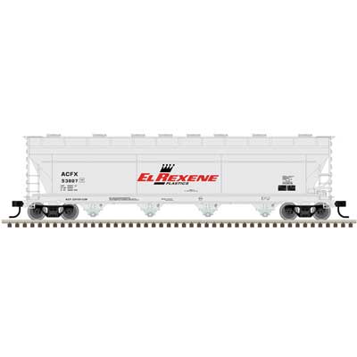 Atlas HO ACF 5250 Covered Hopper - Ready to Run - Master(R) Plus -- EL Rexene #53807 (gray, black, red)