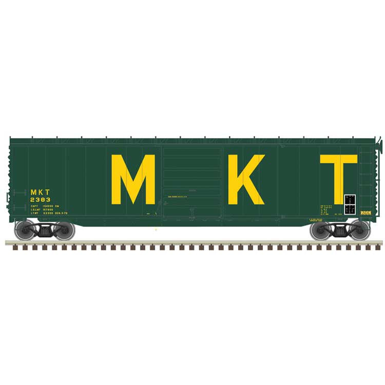 Atlas HO Postwar 50' Single-Door Boxcar - Ready to Run - Master(R) -- Missouri-Kansas-Texas (MKT) #2397 (green, yellow, Billboard MKT)