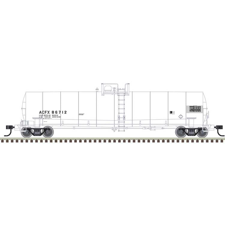 Atlas HO ACF 23,500-Gallon Tank Car - Ready to Run - Master(R) -- Atlas HO ACFX #86709 (white, reporting marks only)
