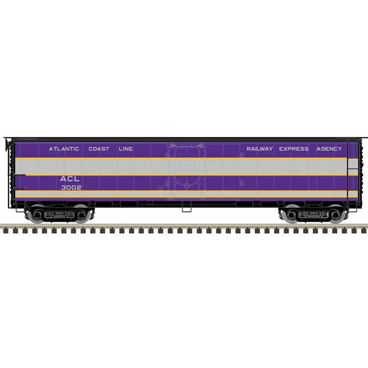 Atlas HO ACF/REA Steel Express Reefer - Ready to Run - Master(R) -- Atlantic Coast Line #3017 (As-Delivered, purple, silver, yellow, white)