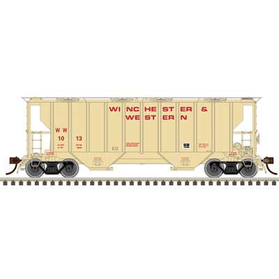 Atlas HO Portec 3000 2-Bay Covered Hopper - Ready to Run - Master(R) -- Winchester & Western #1013 (beige, red)