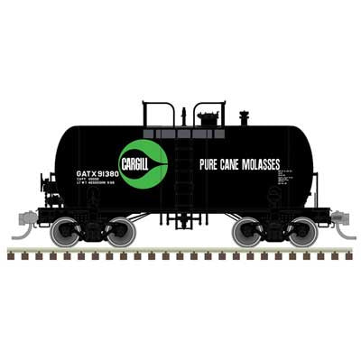 Atlas HO 10,000-Gallon Beer Can Tank Car - Ready to Run -- Cargill GATX #91383 (black, green, white)