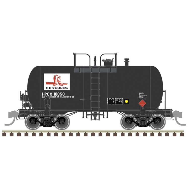 Atlas HO 10,000-Gallon Beer Can Tank Car - Ready to Run -- Hercules HPCX #100050 (black, white, red)