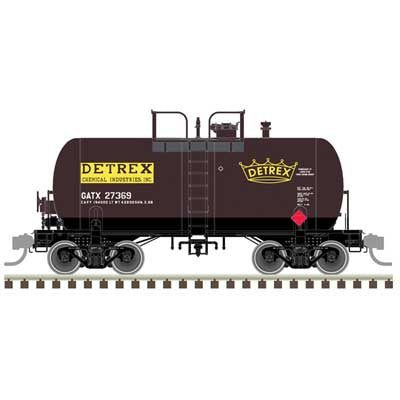Atlas HO 10,000-Gallon Beer Can Tank Car - Ready to Run -- Detrex GATX #27367 (black, yellow, white)