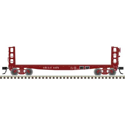 Atlas HO 42' Pulpwood Flatcar with Load - Ready to Run -- Gulf, Mobile & Ohio #3966 (Boxcar Red)
