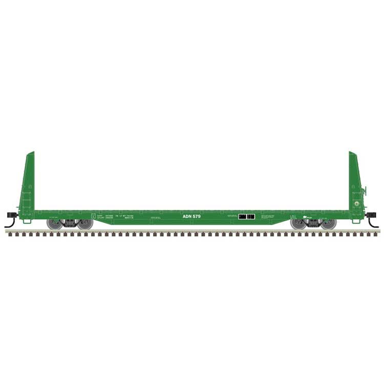 Atlas HO 62' Bulkhead Flatcar - Ready to Run -- Ashley Drew & Northern ADN #585 (green)