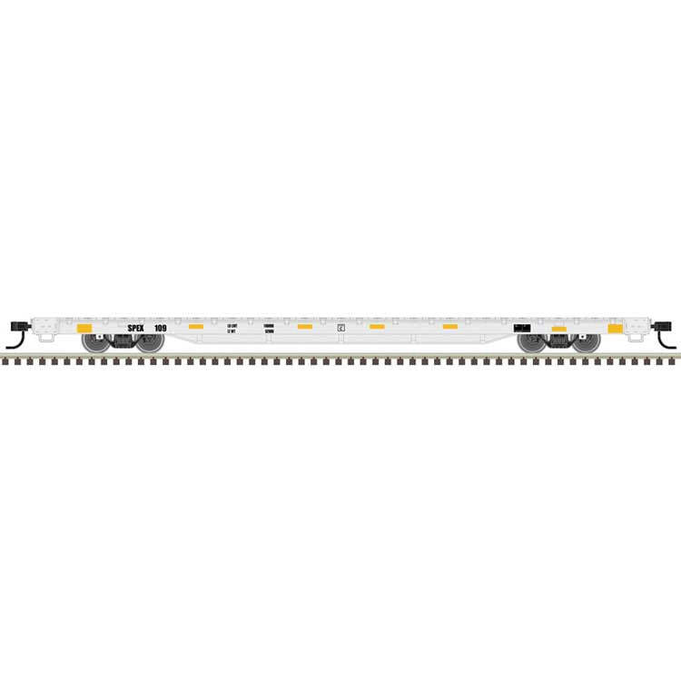 Atlas HO 68' Flatcar - Ready to Run -- Southern Parts & Equipment SPEX #109 (gray)