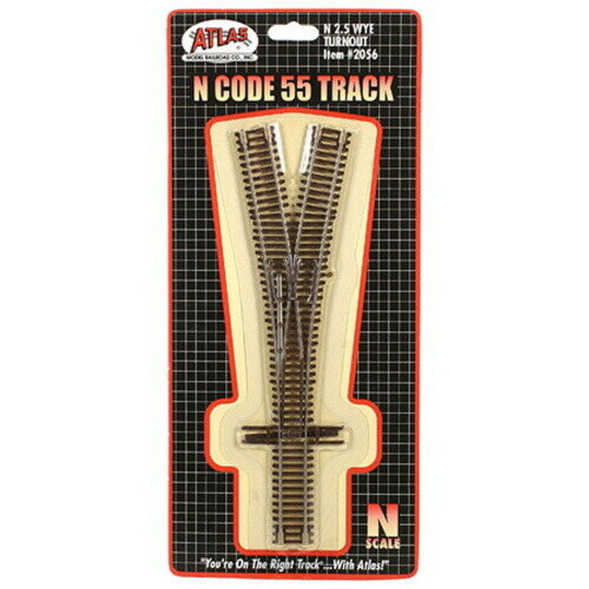Atlas Code 55 Turnout, Nickel-Silver Rail, Brown Ties -- #2-1/2 Wye - ATL2056