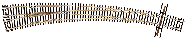 Atlas Code 55 Curved Turnout; 21-1/4" Outside & 15" Inside Radius -- Left Hand - ATL2058