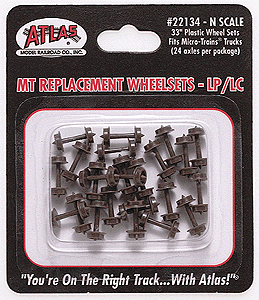 Atlas 22134 Plastic 33" Low Profile Replacement Wheelsets -- For Micro-Trains(R) Trucks pkg(24)