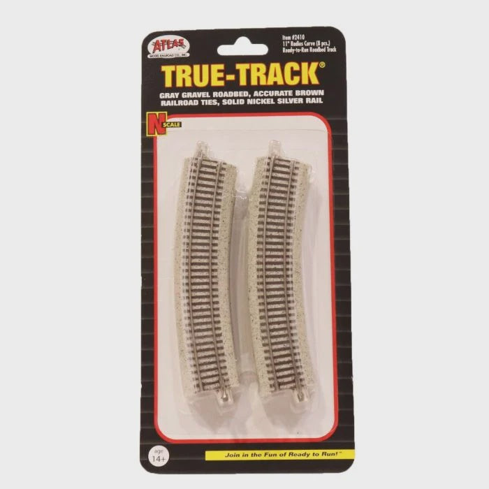 Atlas N Code 65 True-Track(R) -- 11" Radius Curve pkg(8) - ATL2410