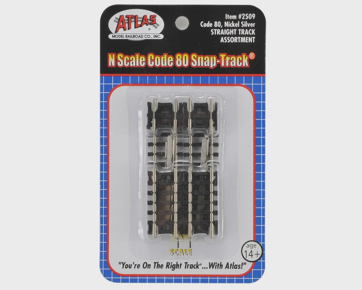 Atlas Straight Snap-Track(R) -- Assorted, Black Ties Includes: Two 2-1/2", Four 1-1/4" & Four 5/8" Sections - ATL2509