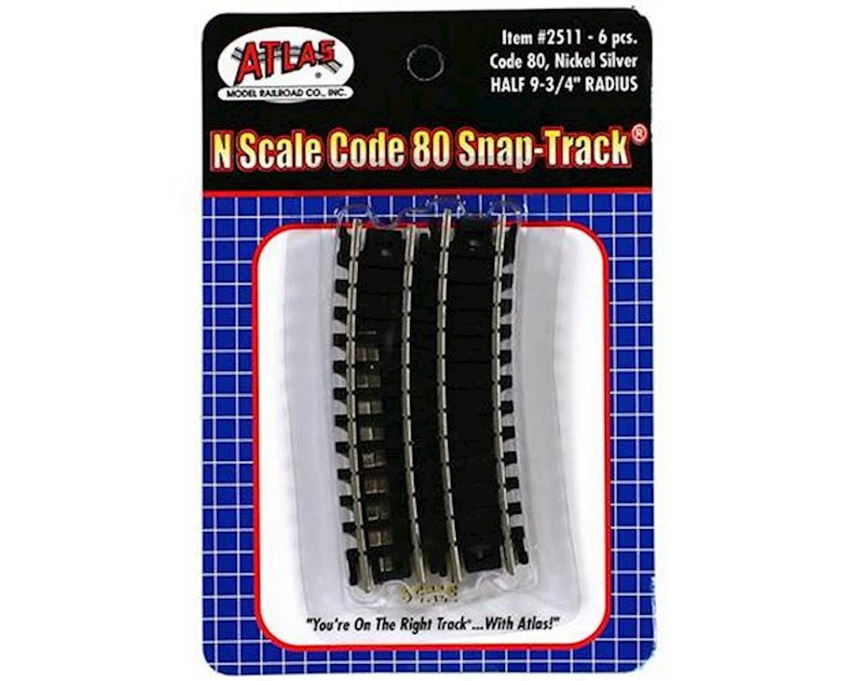 Atlas Curved Snap-Track(R) -- Half 9-3/4" Radius, Black Ties pkg(6) - ATL2511