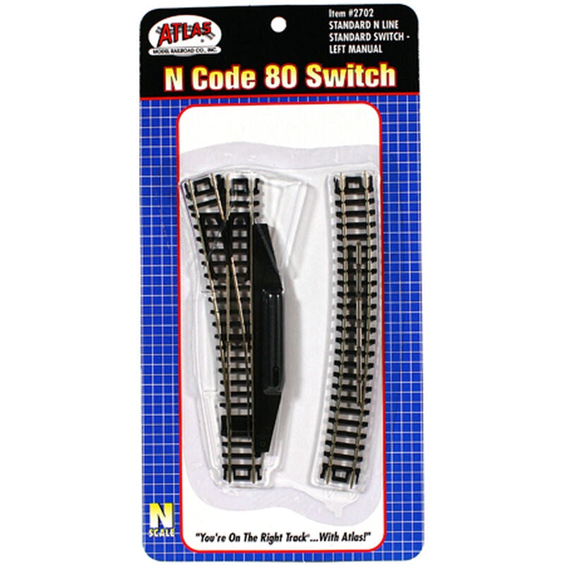 Atlas Code 80 No. 4 Manual Turnout (Switch) - Standard Line -- Left Hand - ATL2702