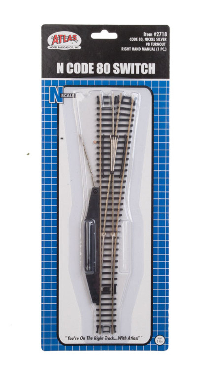 Atlas Code 80 No. 8 Manual Turnout (Switch) - Standard Line -- Right Hand - ATL2718