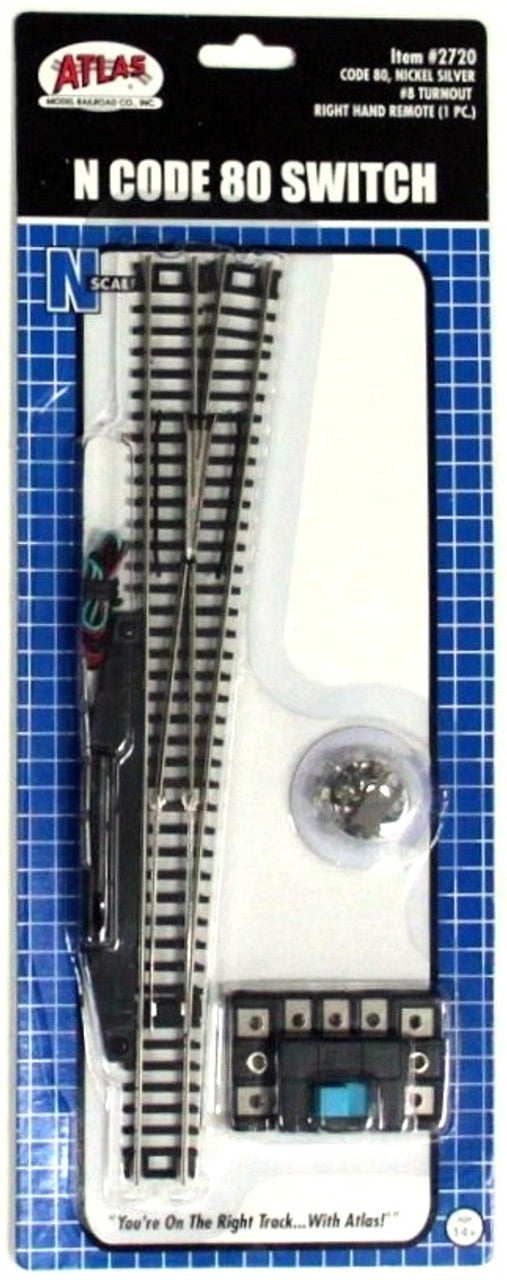 Atlas Code 80 No. 8 Remote Turnout (Switch) - Standard Line -- Right Hand - ATL2720