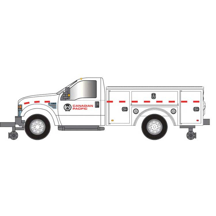 Atlas HO 2008 Ford(R) F-350 Hi-Rail Pickup Truck - Assembled -- Canadian Pacific (CP) (white, red)