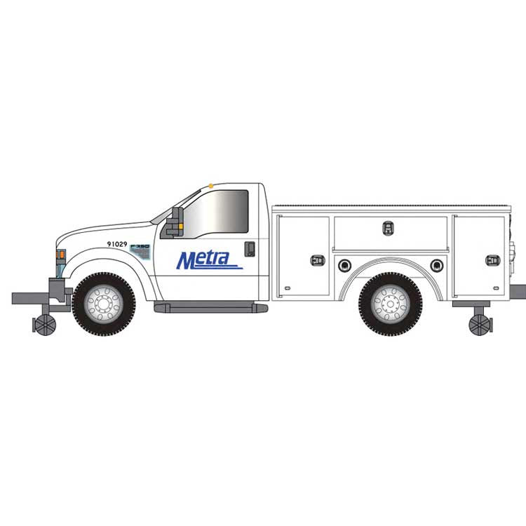 Atlas HO 2008 Ford(R) F-350 Hi-Rail Pickup Truck - Assembled -- Metra (white, blue)