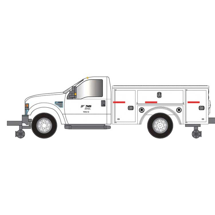 Atlas HO 2008 Ford(R) F-350 Hi-Rail Pickup Truck - Assembled -- Norfolk Southern (NS) (white, black)