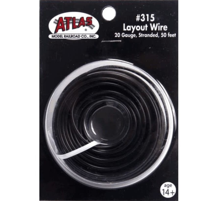 Atlas Black Wire (Stranded, #20 AWG; 50' Spool) - ATL315