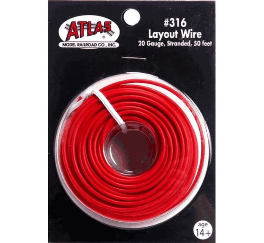Atlas Red Wire (Stranded, #20 AWG; 50' Spool) - ATL316